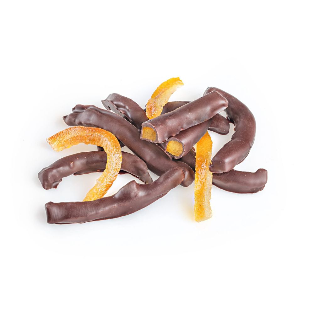 Filetti di Arancia Candita con Fondente 72%